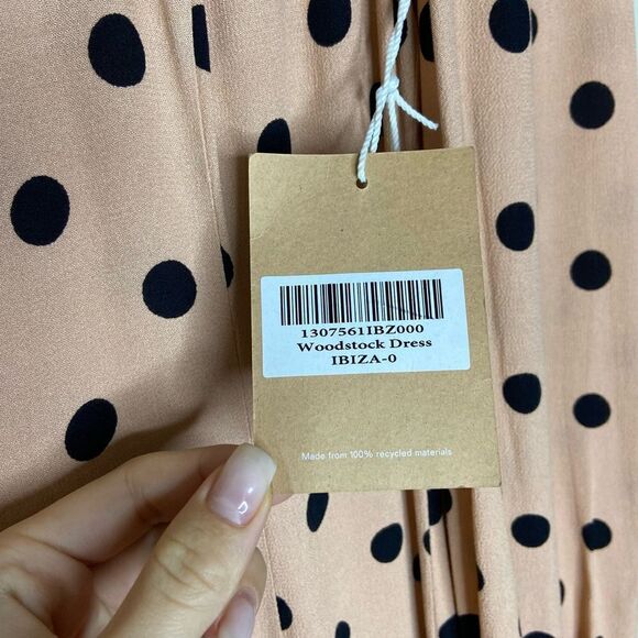 NWT Reformation Woodstock Midi Pink Ibiza Dress Dots Size 0 - Picture 10 of 11
